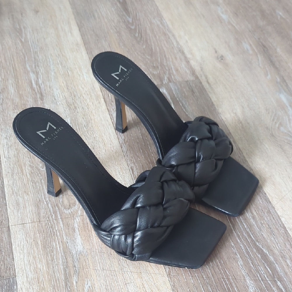 Marc Fisher Black Braided Heels